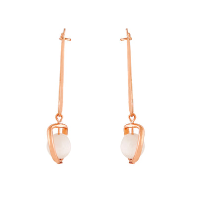 Estele Rose Gold Plated Glamorous Drop Earrings with White Pearls for Women