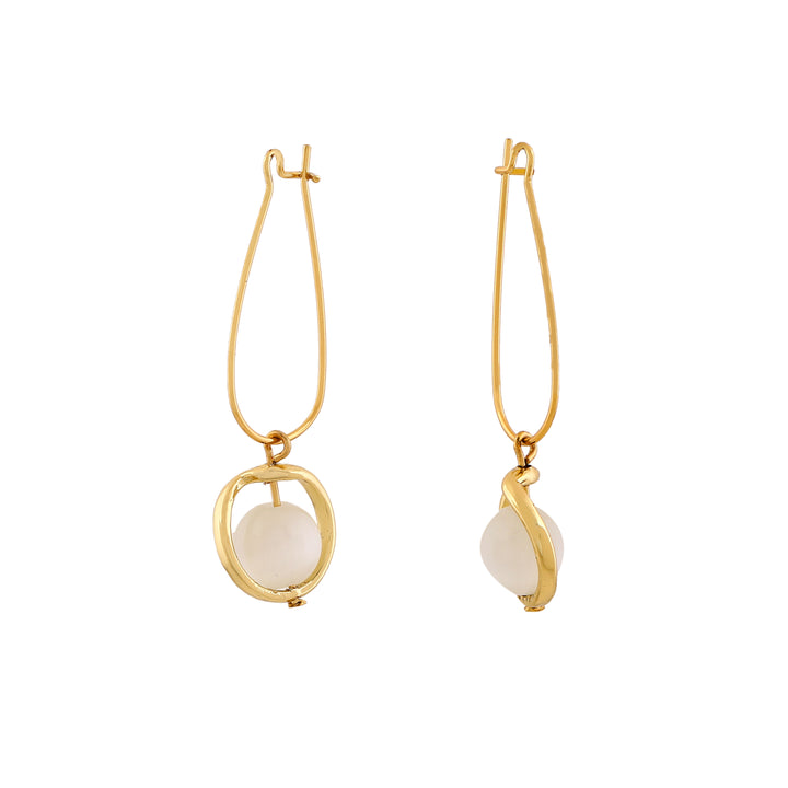 Estele Gold Plated Glamorous Drop Earrings with White Pearls for Women