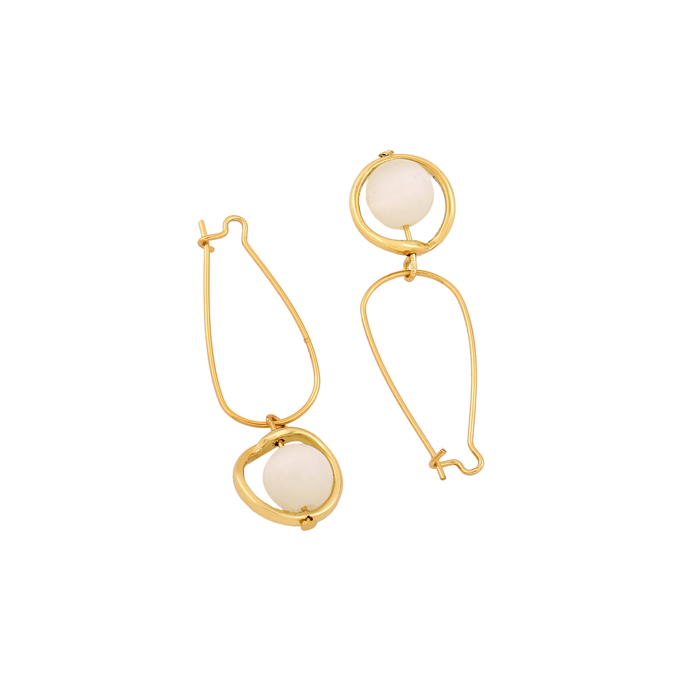 Estele Gold Plated Glamorous Drop Earrings with White Pearls for Women