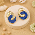 Estele Gold Plated Blue colour Design mosaic Studs for women