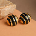 Black Enamel Round Stud