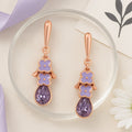 Purple Rosegold Charm Earrings
