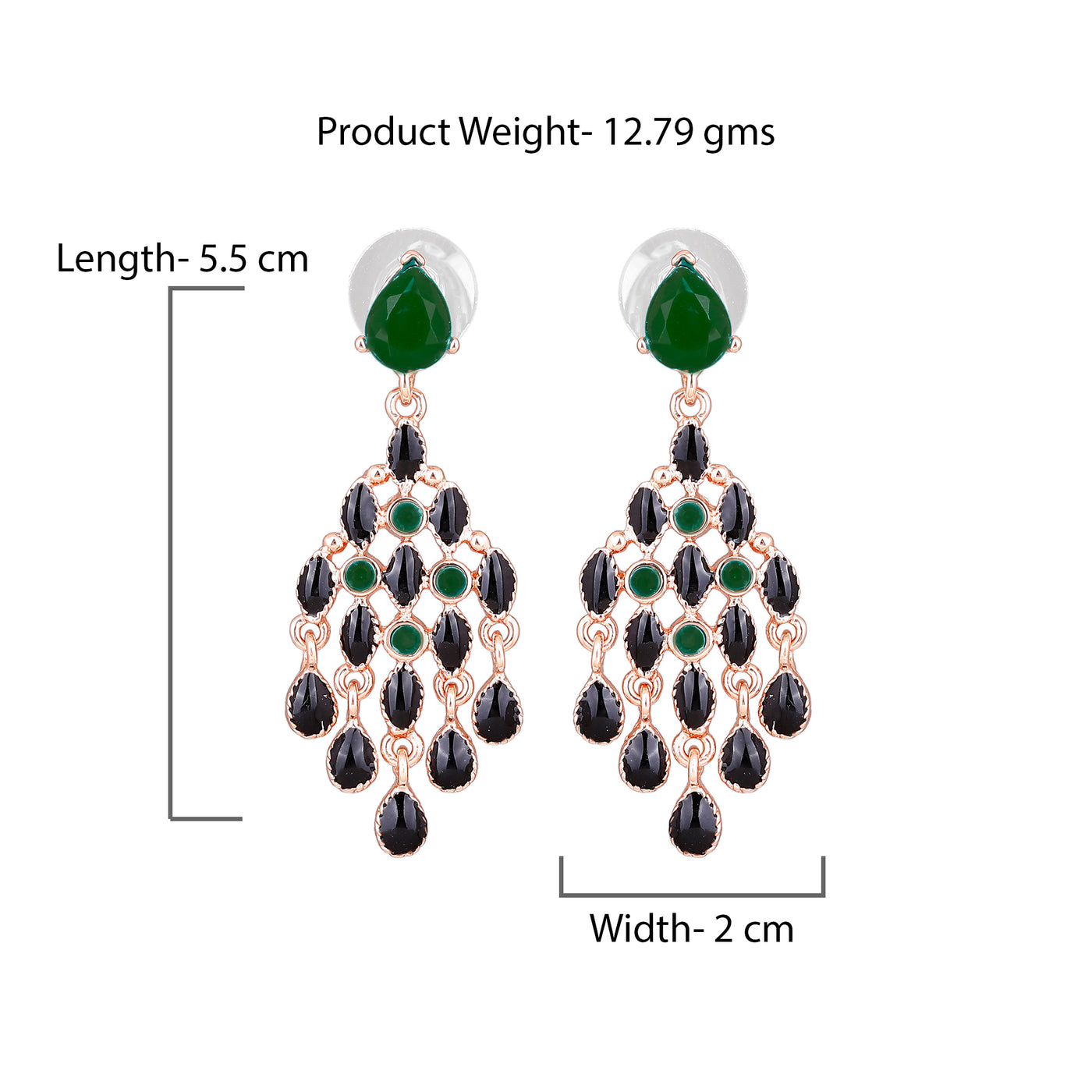 Gift Estele Black and Green trendy Chandelier Earrings for women