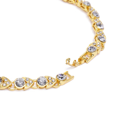 Estele Gold Plated Dazzling Necklace Set with White Austrian Crystals for Women