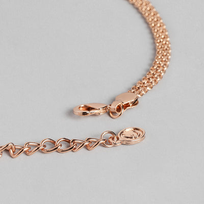 Estele Rose Gold Plated Sparkling Drop Designer Necklace Set for Women
