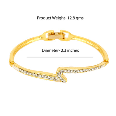 Estele 24Kt Gold Plated Shining Thunder Bracelet with Austrian Crystals for Women