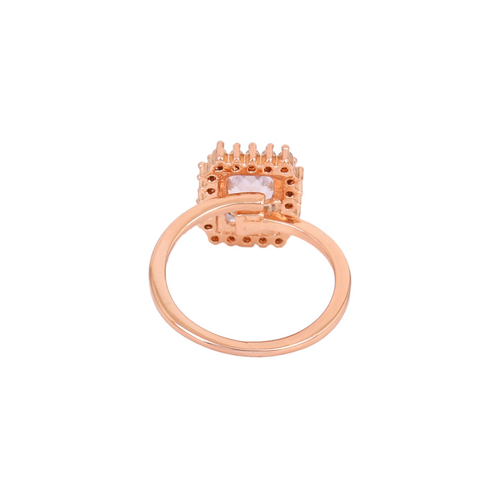 Estele Rose Gold Plated CZ Square Designer Finger Ring for Women