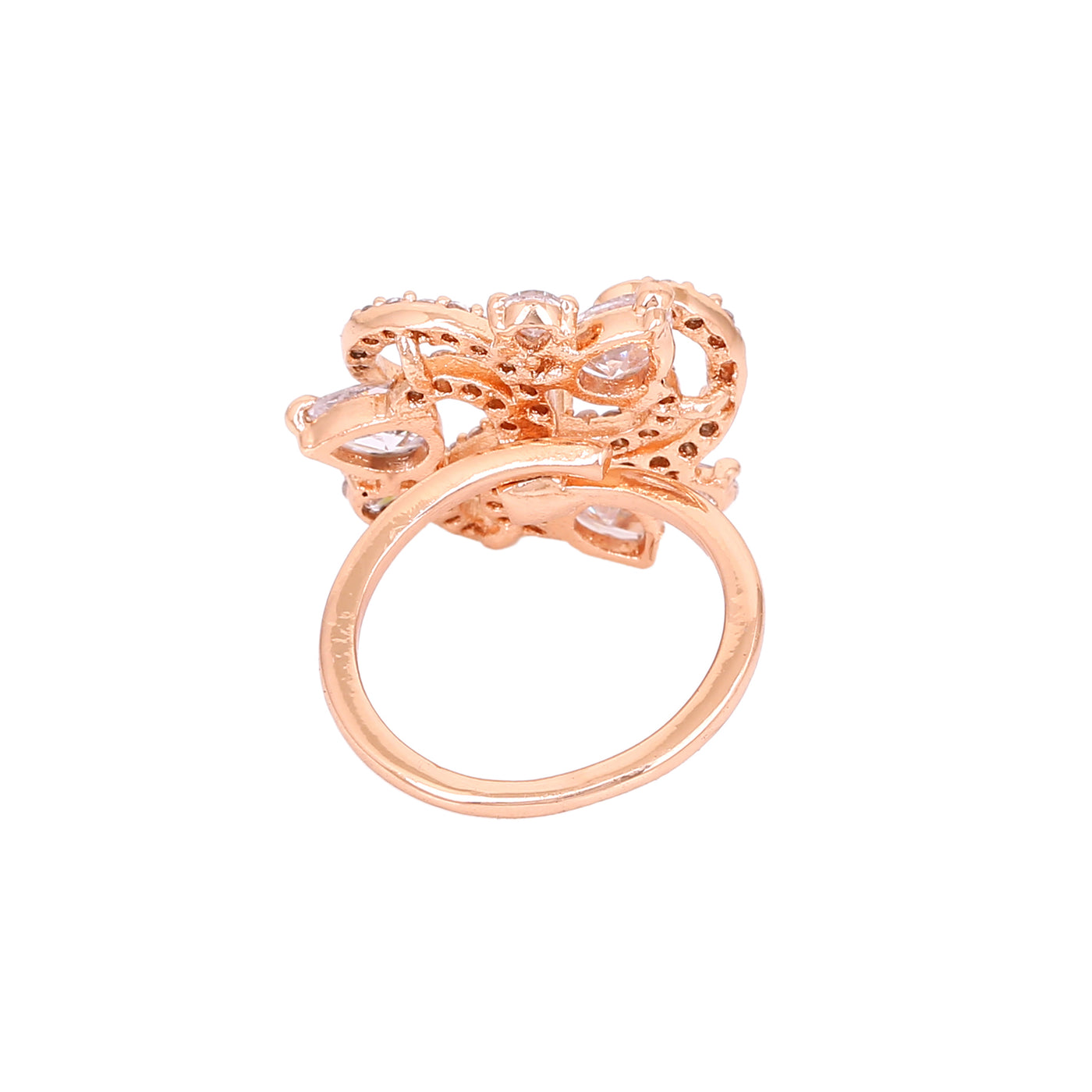 Estele Rose Gold plated CZ Sparkling Finger Ring for Women