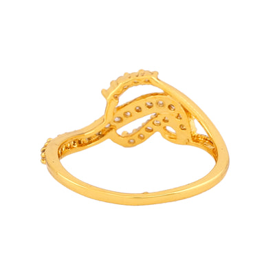 Estele gold plated latest designer finger ring with american diamonds for women( non adjustble)