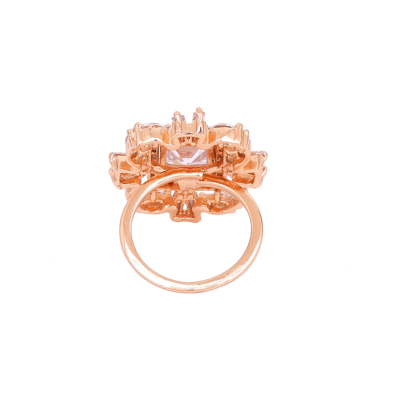 Estele Rose Gold Plated CZ Gorgeous Finger Ring for Women(Adjustable)