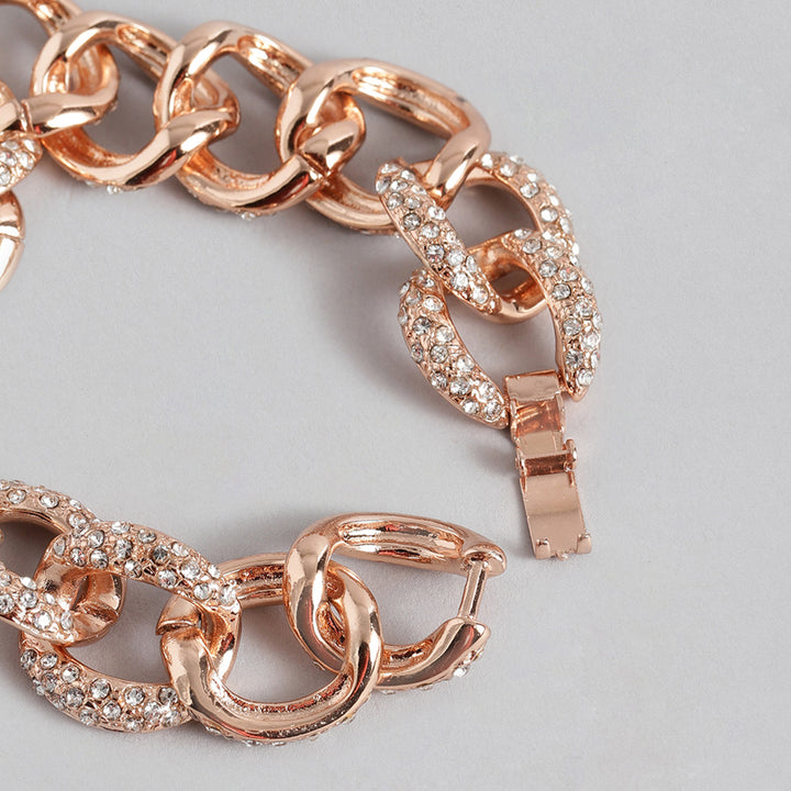 Estele Rose Gold Plated Exquisite Cuban Bracelet for Women