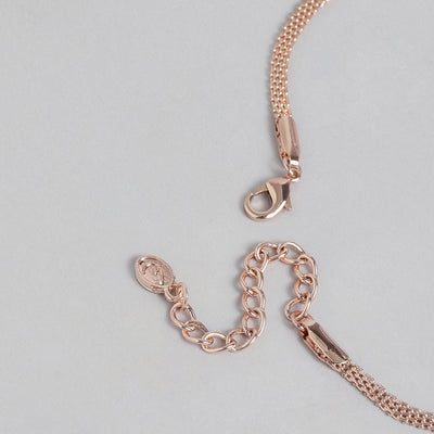 Estele Rose Gold Plated CZ Sparkling Necklace Set for Women
