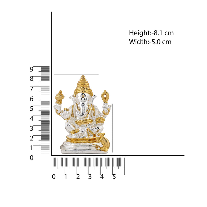 Estele Gold & Rhodium Plated Lord Ganesh Idol (18T)