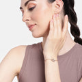 Estele Rose Gold Plated Captivating Medium 'Q' Letter Bracelet with Crystals for Women