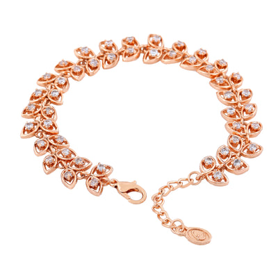 Estele Rose Gold Plated CZ Beautiful Designer Bracelet with Crystals for Women