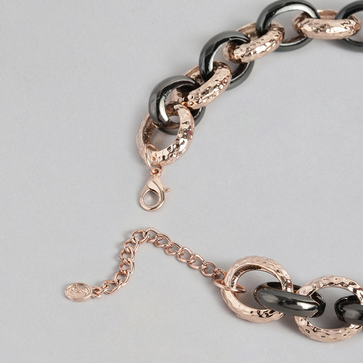 Estele RoseGold Plated intertwined Cuban Necklace set for Women