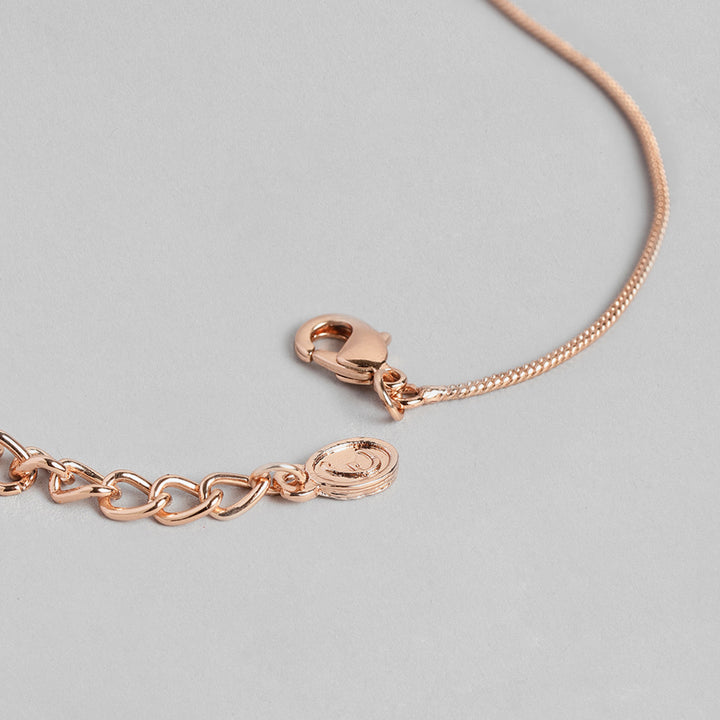 Estele Rose Gold Plated CZ Floret Designer Pendant Set for Women