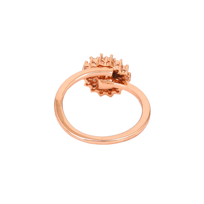 Estele Rose Gold Plated CZ Flower Designer Finger Ring for Women (Adjustable)