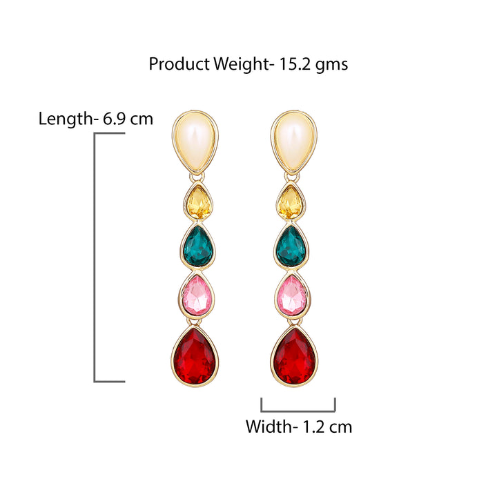 Gift Multicolour Gemstone Crystals Drop Earrings