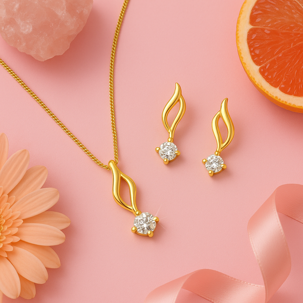 Gold Solitaire Pendant Set