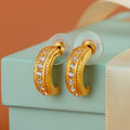 Candy Crystal Collection Gold Plated White Crystal Stud Earrings