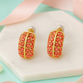 24Kt Gold Plated Candy Earring with Orange Crystals