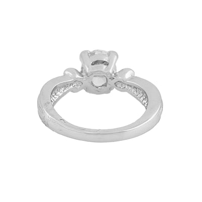 Estele Silver Rhodium Plated AD Crystal Designer Ring for Women and Girls( non adjustble)