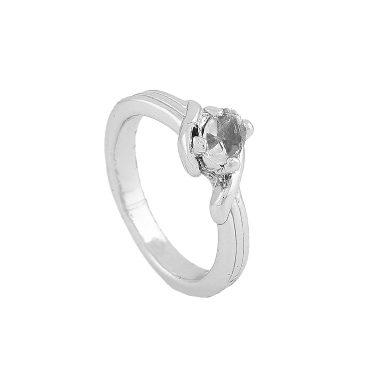 Estele Silver Band With White Stone For Women ( non adjustable)