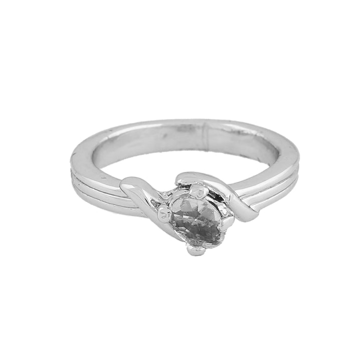 Estele Silver Band With White Stone For Women ( non adjustable)