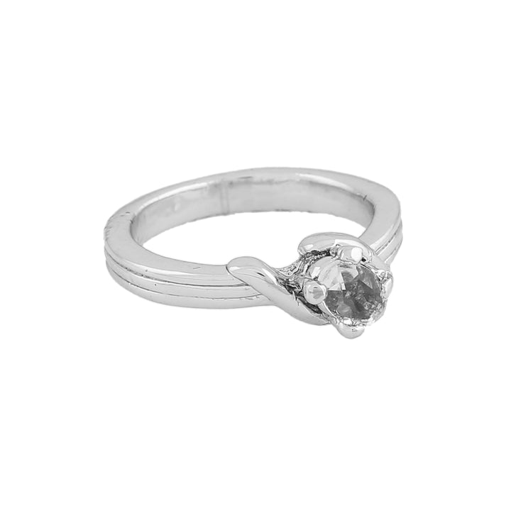 Estele Silver Band With White Stone For Women ( non adjustable)