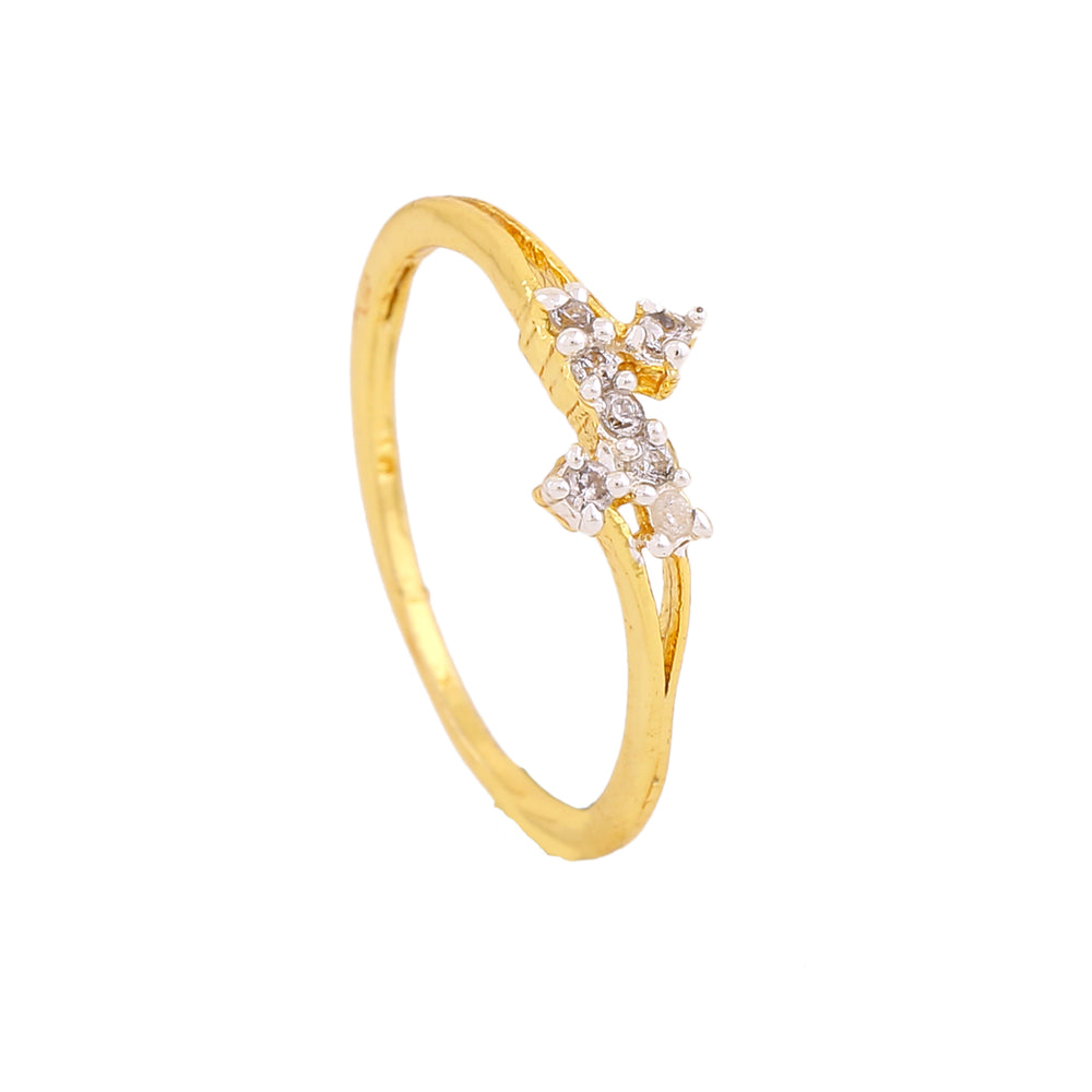 stylish golden ring cost american diamond and gold plated fancy stylish ring – Estele