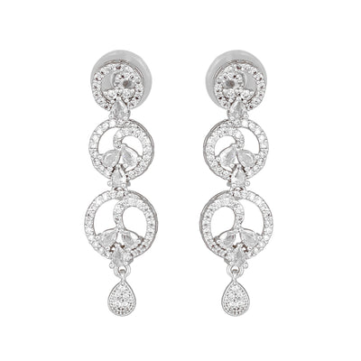 Estele Rhodium Plated CZ Fascinating Drop Earrings for Women