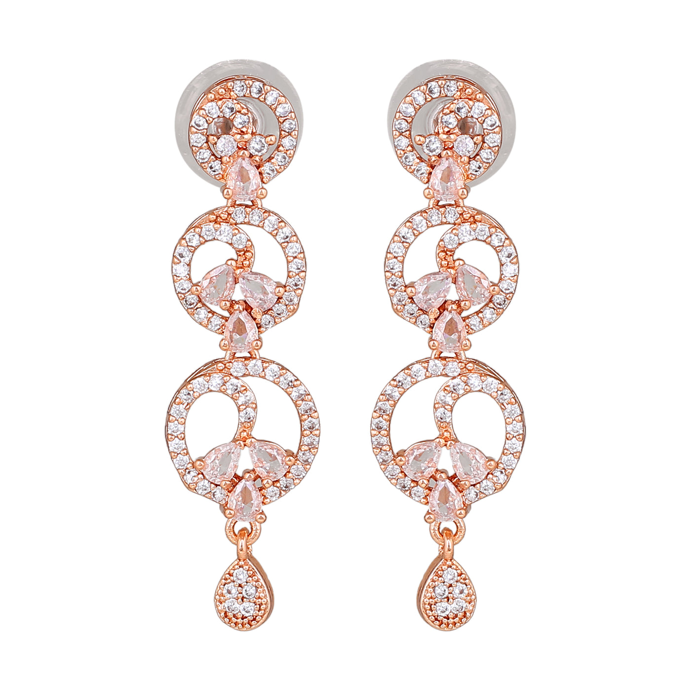 Estele Rose Gold Plated CZ Fascinating Earrings for Women