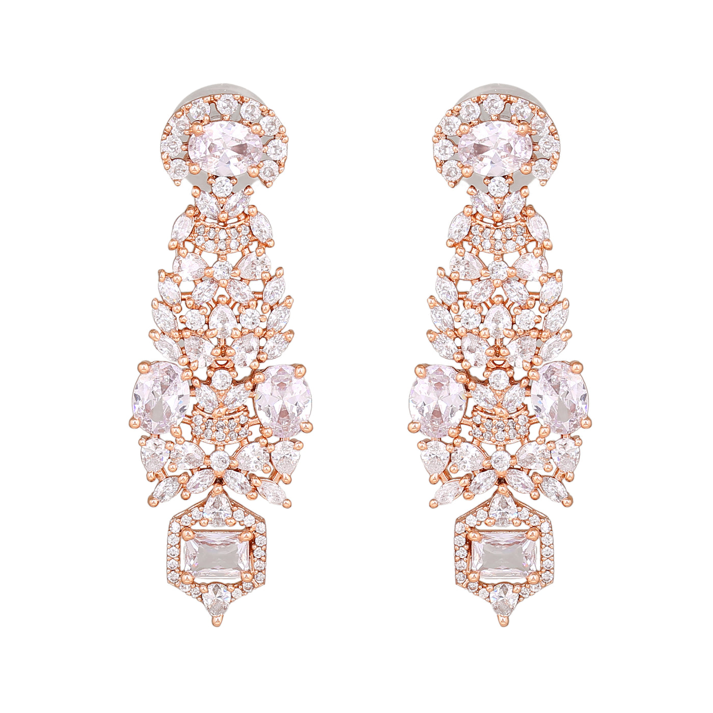 Estele Rose Gold Plated CZ Astonishing Earrings for Women