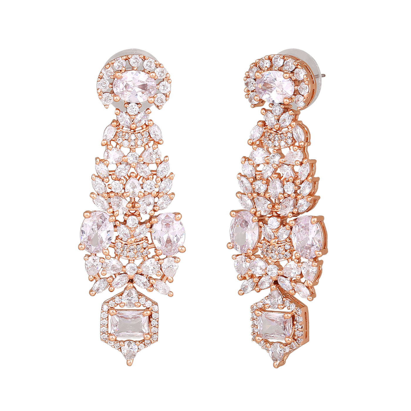 Estele Rose Gold Plated CZ Astonishing Earrings for Women