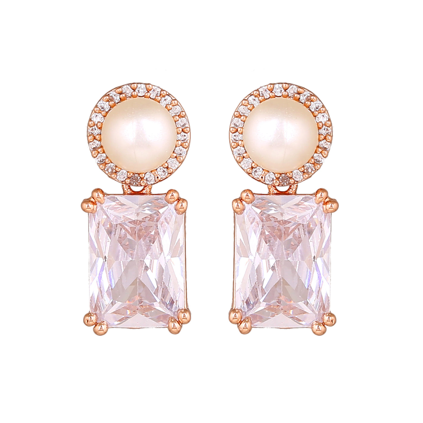 Estele Rose Gold Plated CZ Lovely Earrings for Women