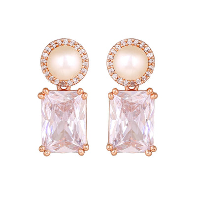 Estele Rose Gold Plated CZ Lovely Earrings for Women