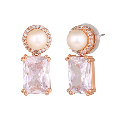 Estele Rose Gold Plated CZ Lovely Earrings for Women