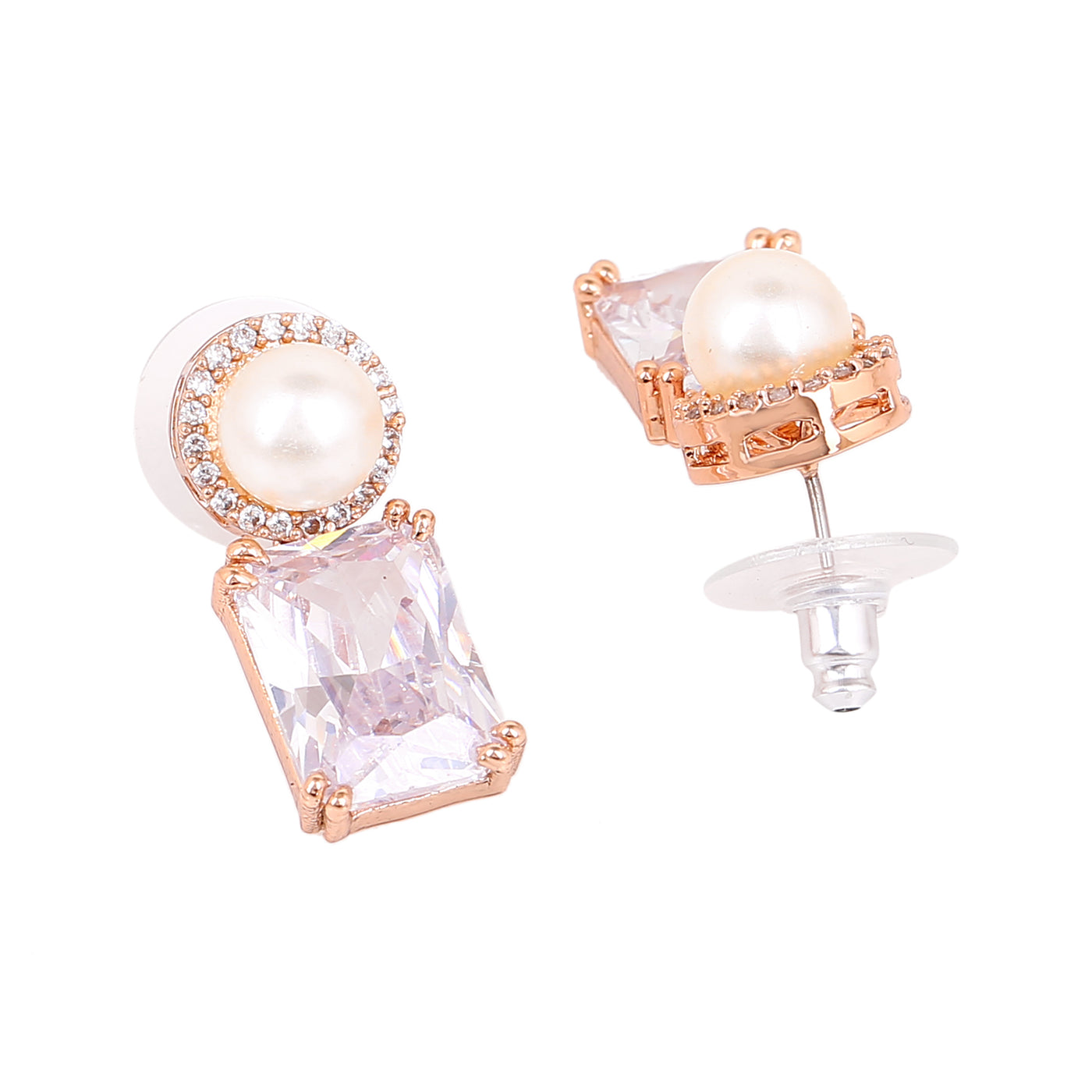 Estele Rose Gold Plated CZ Lovely Earrings for Women