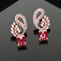 CZ Peacock Ruby Drop Earrings