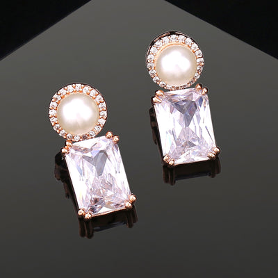 Estele Rose Gold Plated CZ Lovely Earrings for Women