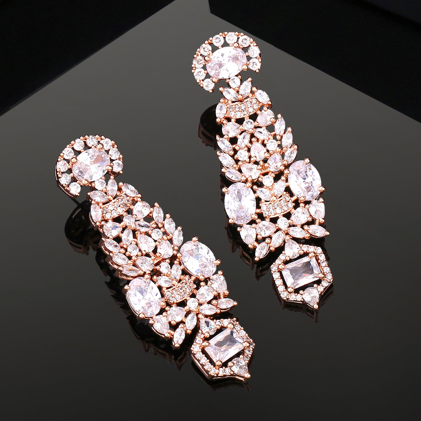 Estele Rose Gold Plated CZ Astonishing Earrings for Women