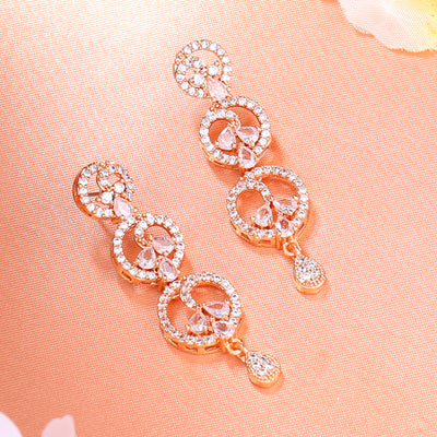 Estele Rose Gold Plated CZ Fascinating Earrings for Women