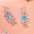 Estele Rose Gold Plated CZ Ravishing Earrings with Turquoise Stones for Women