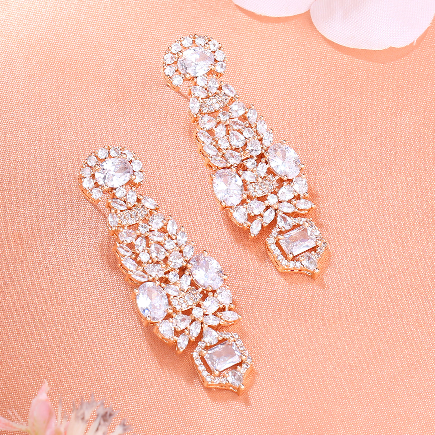 Estele Rose Gold Plated CZ Astonishing Earrings for Women