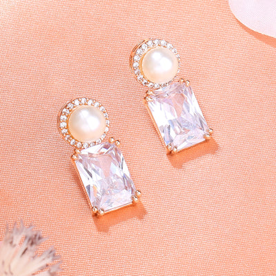 Estele Rose Gold Plated CZ Lovely Earrings for Women