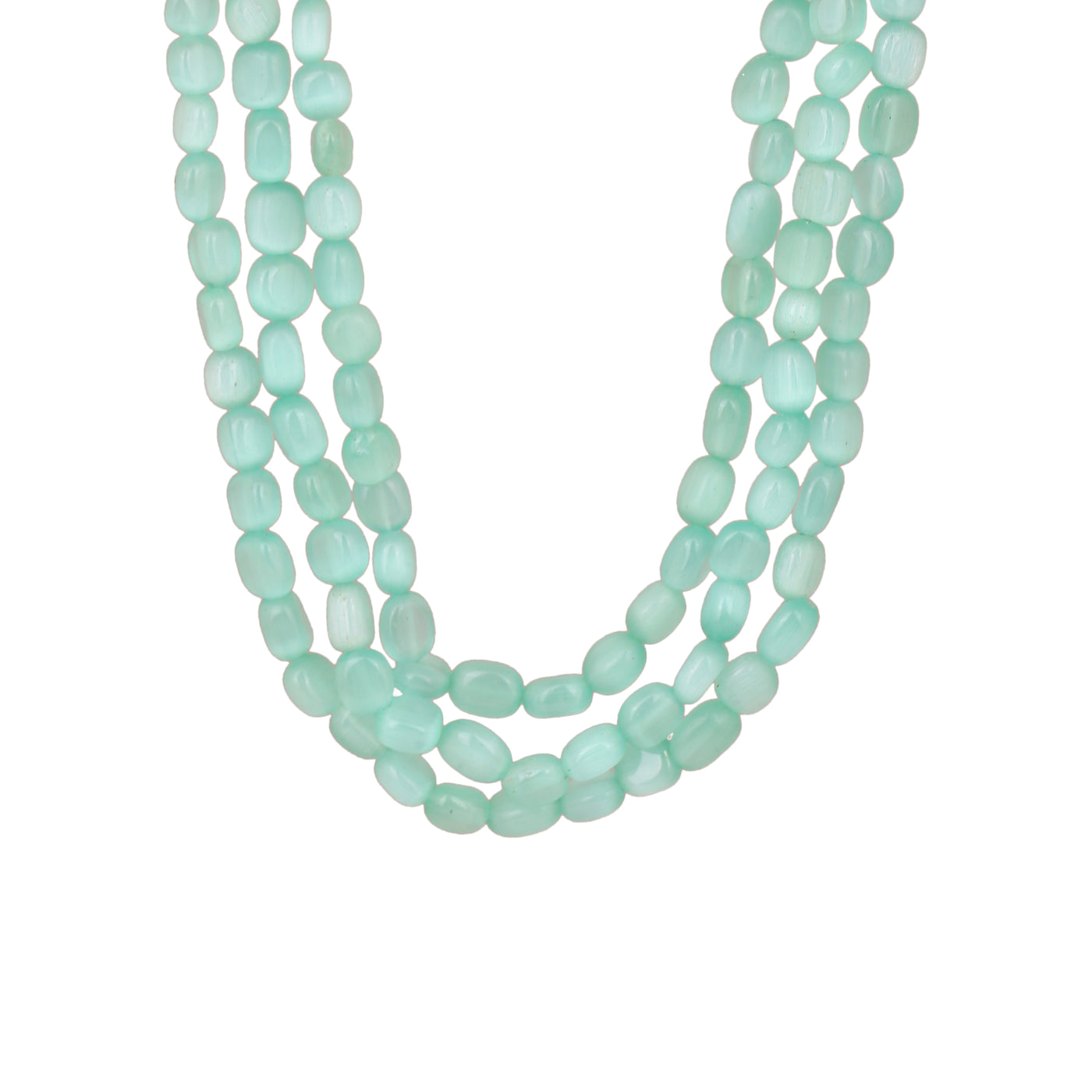 Estele Rhodium Plated Sparkling Necklace with Mint Green Stones for Women