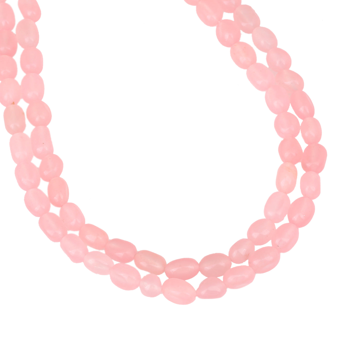 Estele Rhodium Plated Sparkling Double Layered Necklace with Mint Pink Beads for Girls/Women