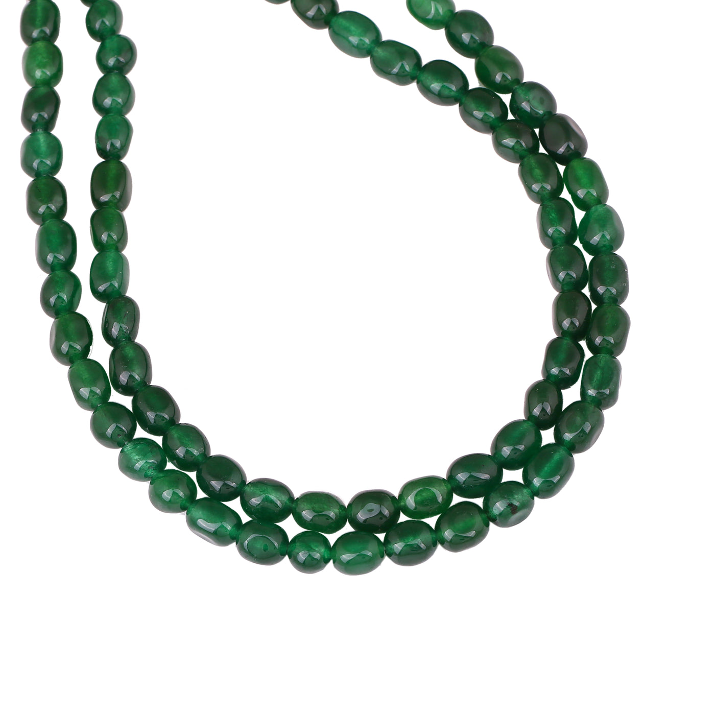 Estele Rhodium Plated Elegant Double Layered Necklace with Green Beads for Girls/Women