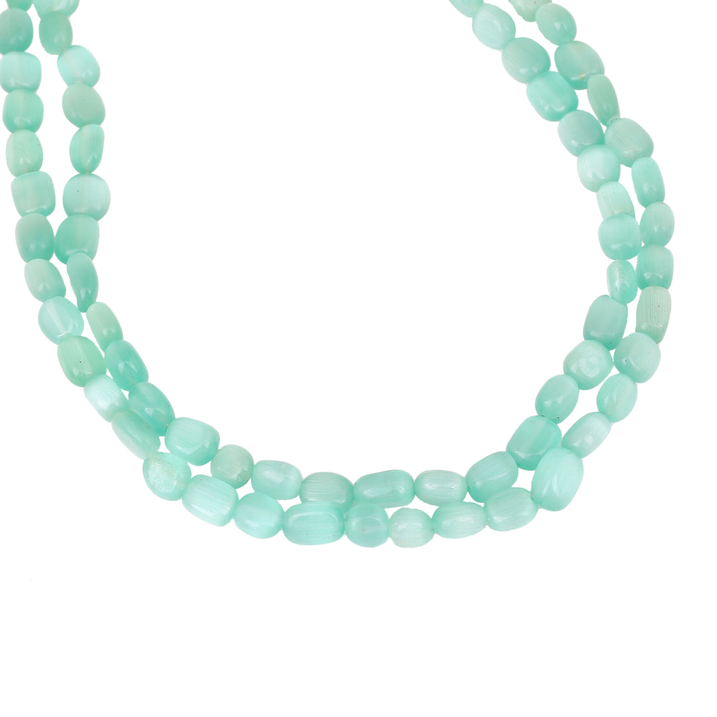 Estele Rhodium Plated Swanky Double Layered Necklace with Mint Green Beads for Girls and Women